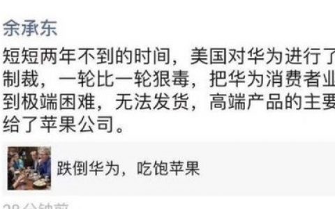 余承东：华为把高端手机让给了苹果