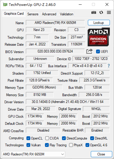 聊一款搭载Radeon RX6650M独显的游戏本